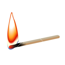 Burning matchstick on white - vector